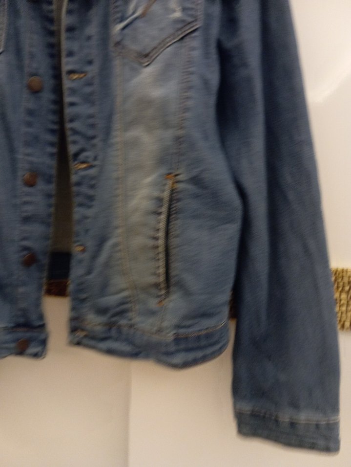 Düğmeli Mavi Kadın Denim Ceket - Görsel 3