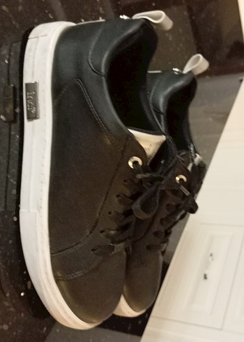 Siyah Platform Topuklu Bağcıklı Kadın Spor Ayakkabı - Görsel 4