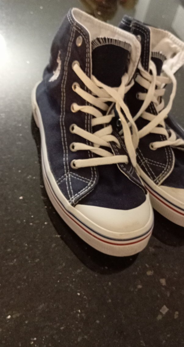 Kadın Lacivert Denim Dolgu Topuk Spor Ayakkabı - Görsel 4