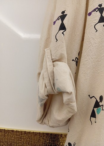 Bej Bohem Uzun Kollu ceket - Görsel 3