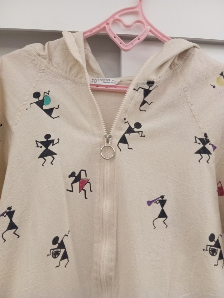 Bej Bohem Uzun Kollu ceket - Görsel 4