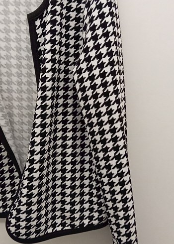 Düğmeli Siyah Beyaz Kadın Ceket - Görsel 4