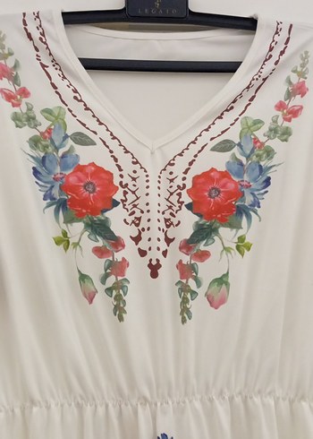 Nakışlı Bohem Uzun Beyaz Elbise - Görsel 2