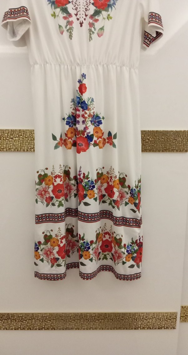 Nakışlı Bohem Uzun Beyaz Elbise - Görsel 5