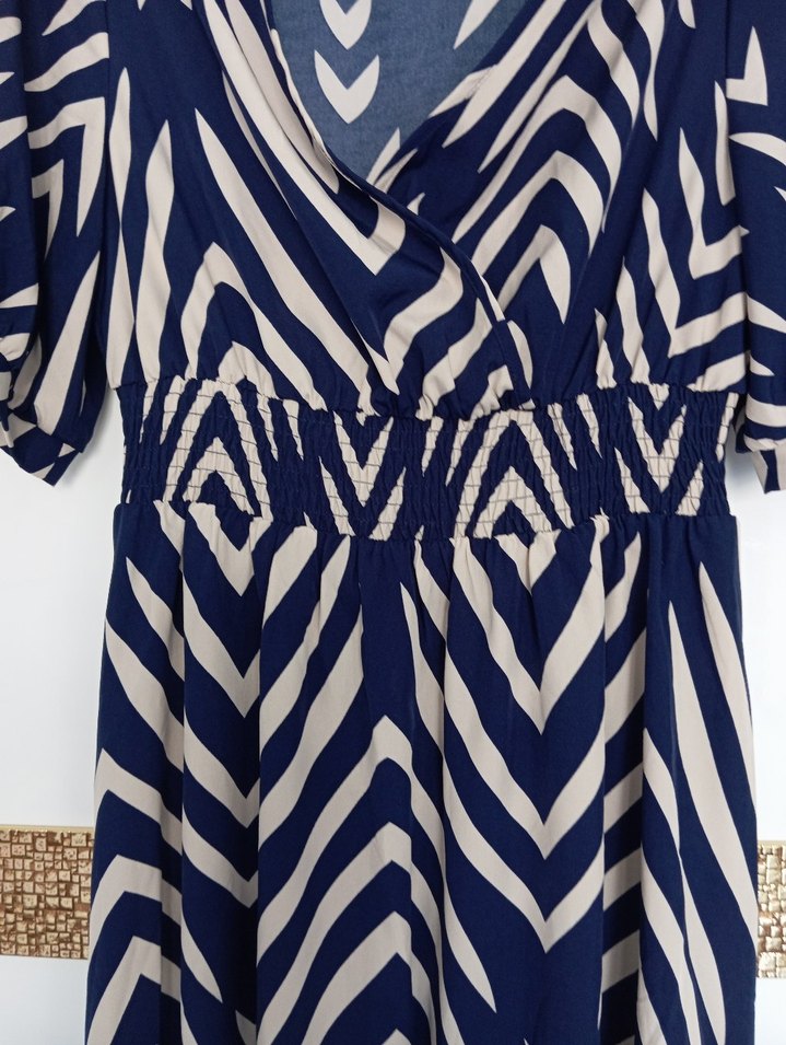 Zebra Desenli Mavi elbise - Görsel 3