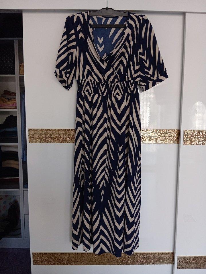 Zebra Desenli Mavi elbise - Görsel 2