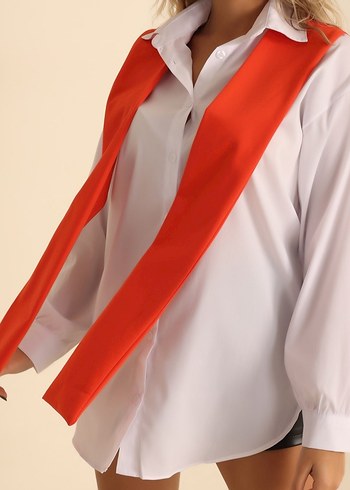 Kırmızı Drapeli Mini Halter Yaka Üst - Görsel 2