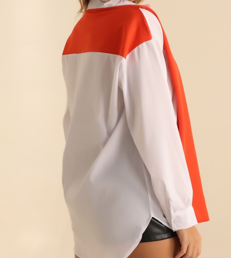 Kırmızı Drapeli Mini Halter Yaka Üst - Görsel 3