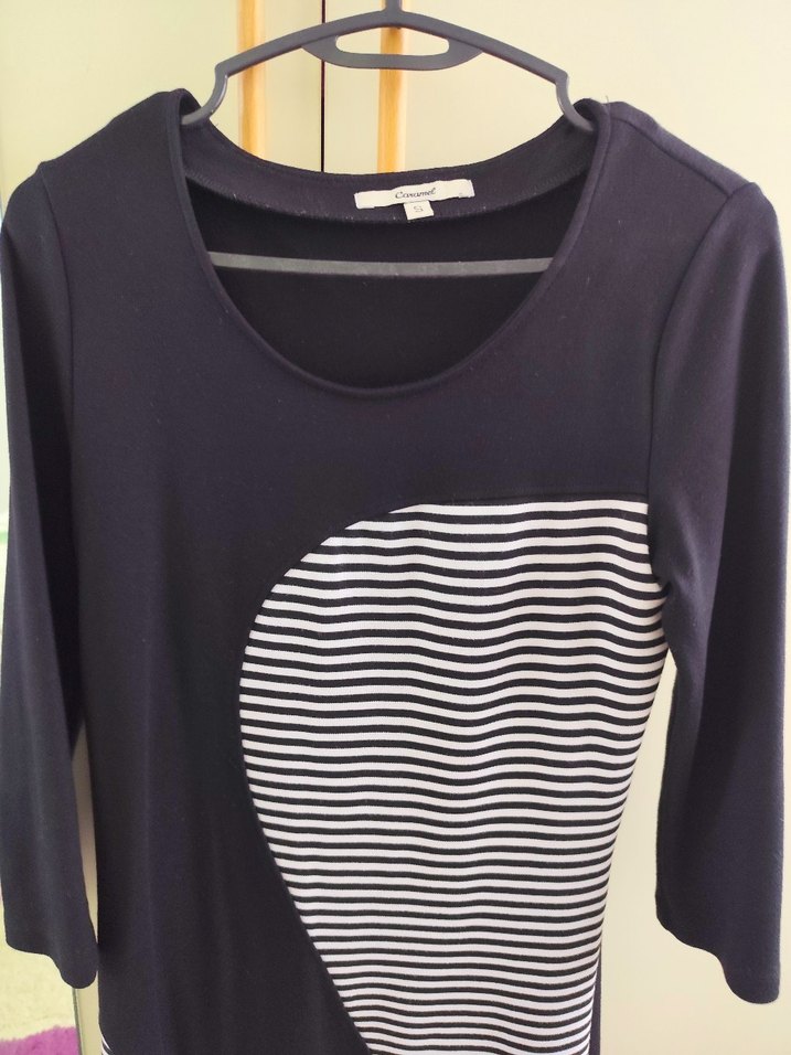 Çizgili Drapeli Siyah Hamile Elbisesi - Görsel 2