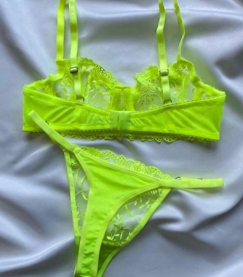 Sarı Nakışlı Bohem Bra Takımı - Görsel 2