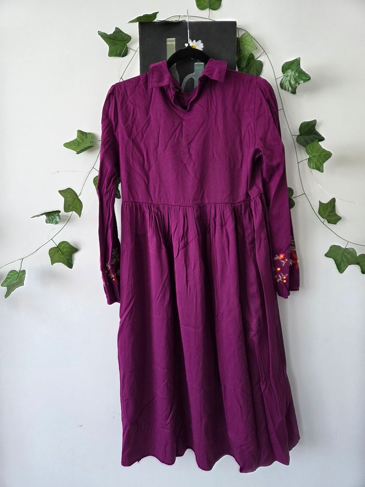 Bohem Mor Nakışlı Uzun Elbise - Görsel 3