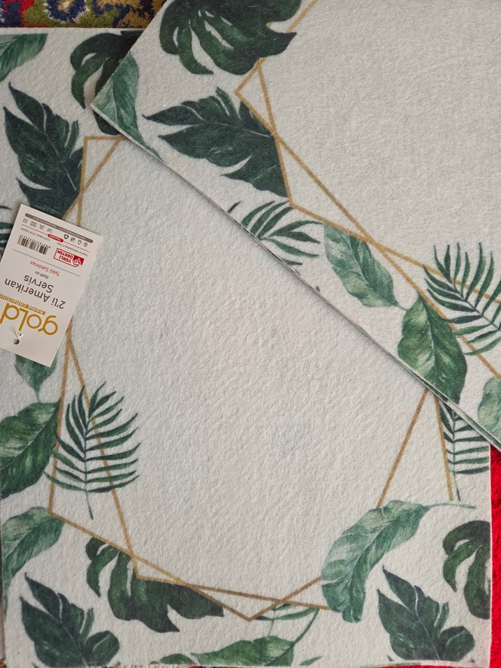 Yeşil Yaprak Desenli Amerikan Servis - Görsel 2