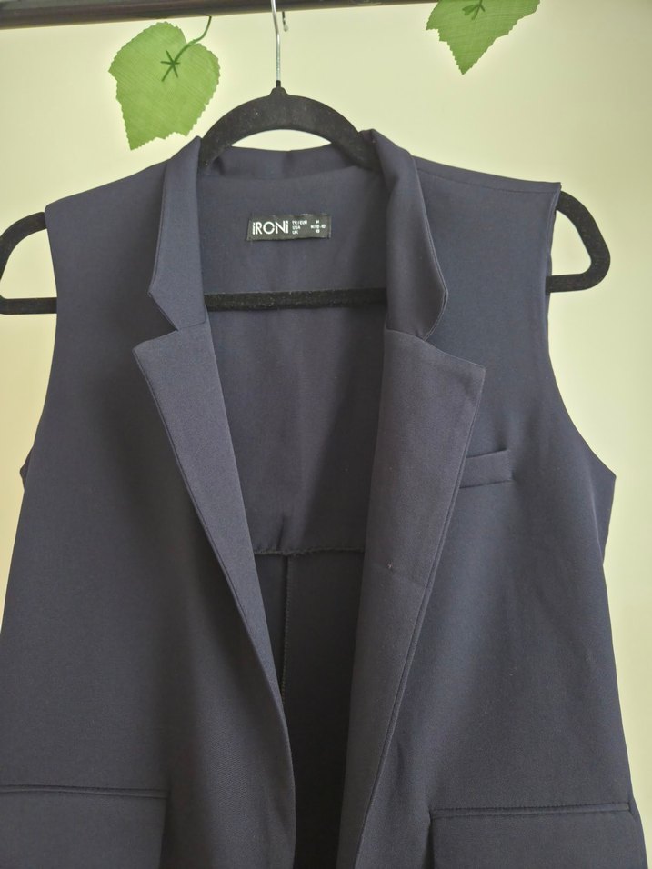 Lacivert Drapeli Kadın Yelek - Görsel 3