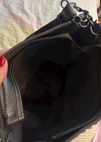 DSN Gümüş Deri Tokalı Kadın Çanta - Görsel 4