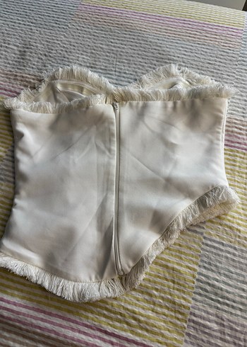 Beyaz Fırfırlı Straplez Mini Bustiyer - Görsel 7