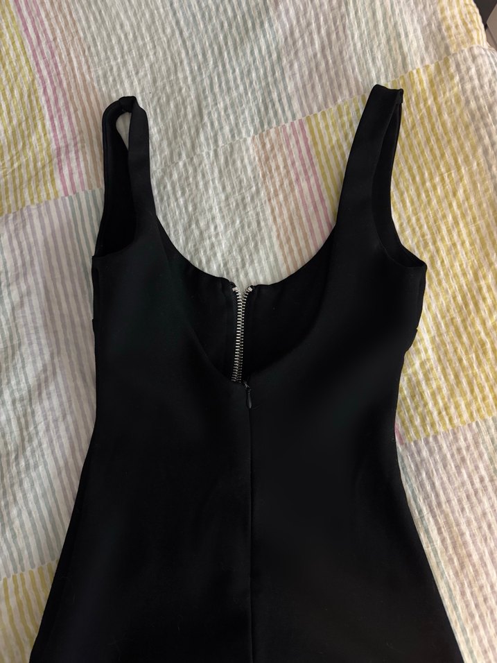 Zara Fermuar Detaylı Siyah Mini Elbise - Görsel 4