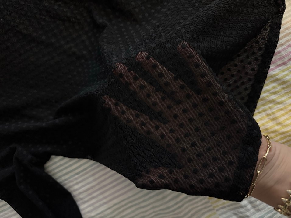 Siyah Puantiyeli Transparan Kadın Bluz - Görsel 2