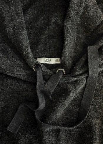 MANGO Kadın Gri Kapüşonlu Örgü Sweatshirt - Görsel 3