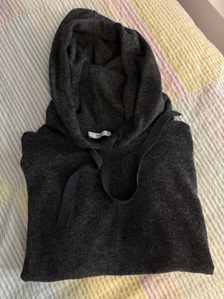 MANGO Kadın Gri Kapüşonlu Örgü Sweatshirt - Görsel 2