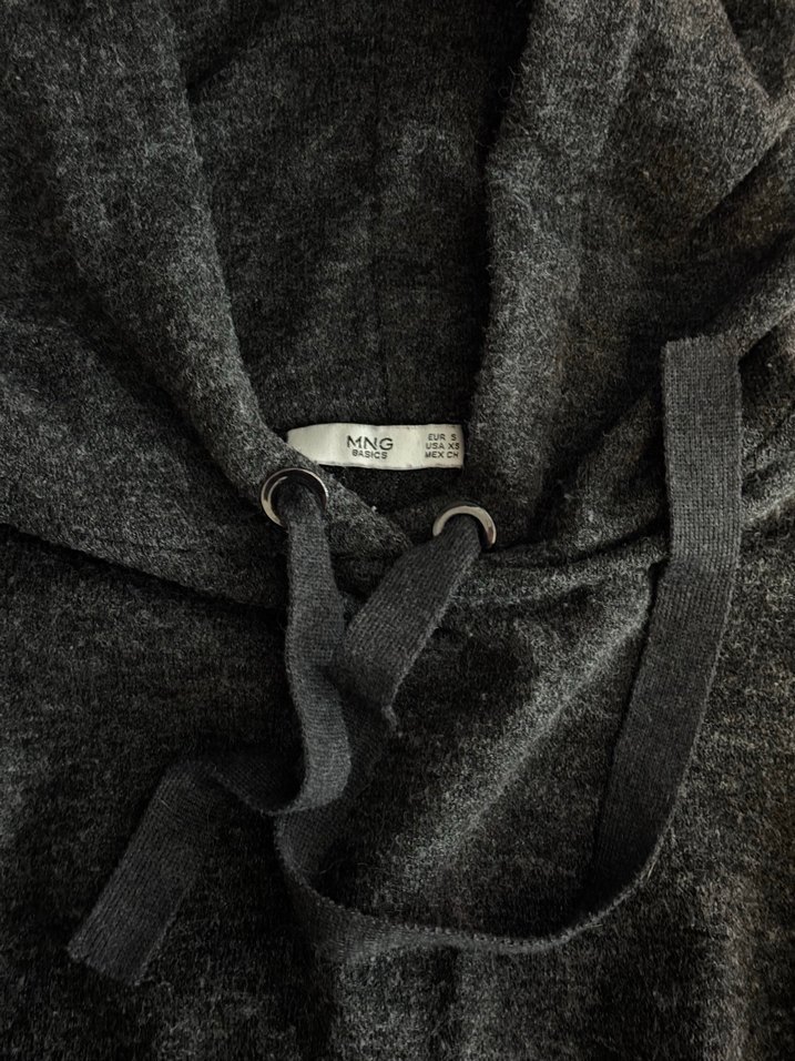 MANGO Kadın Gri Kapüşonlu Örgü Sweatshirt - Görsel 3