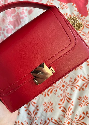 Klasik Kırmızı Deri Kadın Çanta - Görsel 8