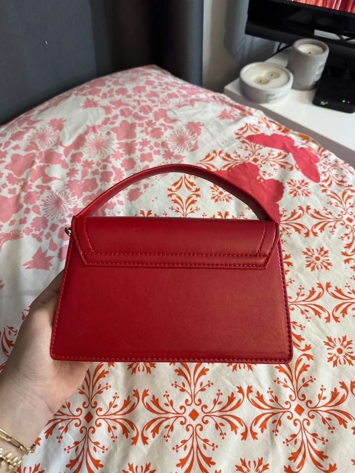 Klasik Kırmızı Deri Kadın Çanta - Görsel 3