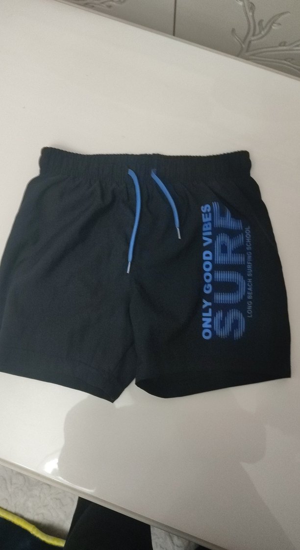 Erkek Lacivert Sloganlı Rahat Şort - Görsel 4