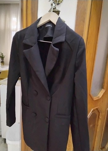 Siyah Düğmeli Kadın Midi Blazer - Görsel 2