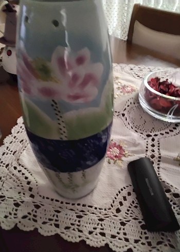 Koyu Mor Çiçek Desenli Vazo - Görsel 5