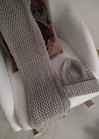 Gri Örgü Kadın Bere - Görsel 3