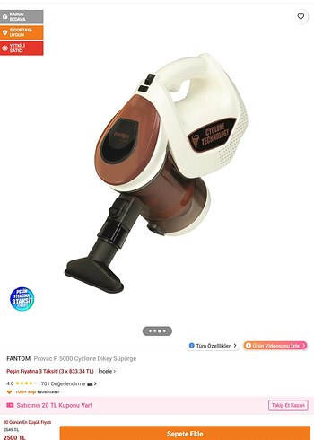 Beyaz Cyclone Teknolojili Elektrikli Süpürge - Görsel 3