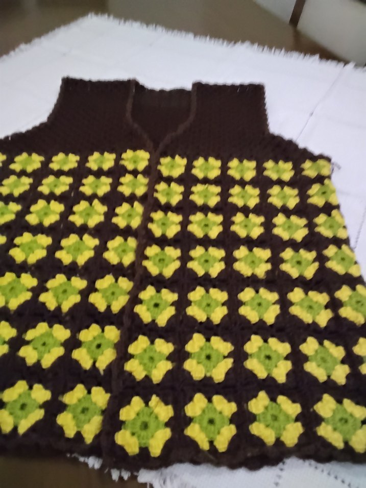 Bohem Tarzı Örme Kahverengi Kadın Yelek - Görsel 2