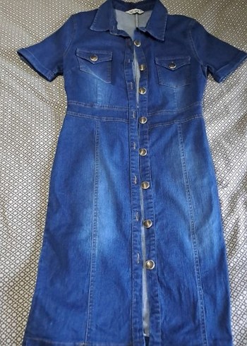 Kadın Mavi Kısa Kollu Uzun elbise - Görsel 2