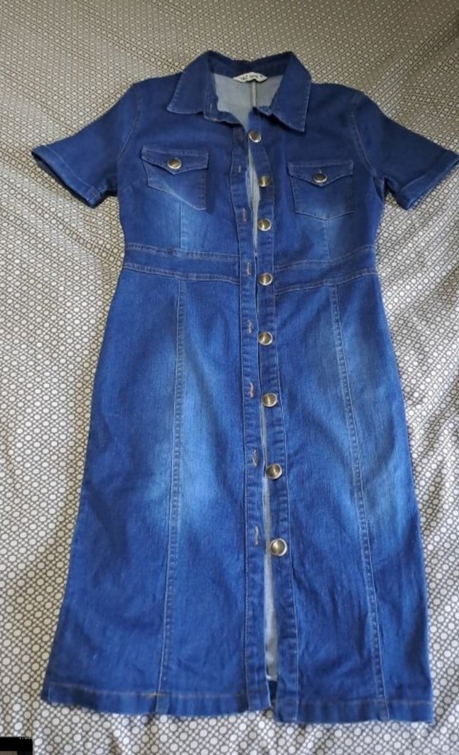 Kadın Mavi Kısa Kollu Uzun elbise - Görsel 2