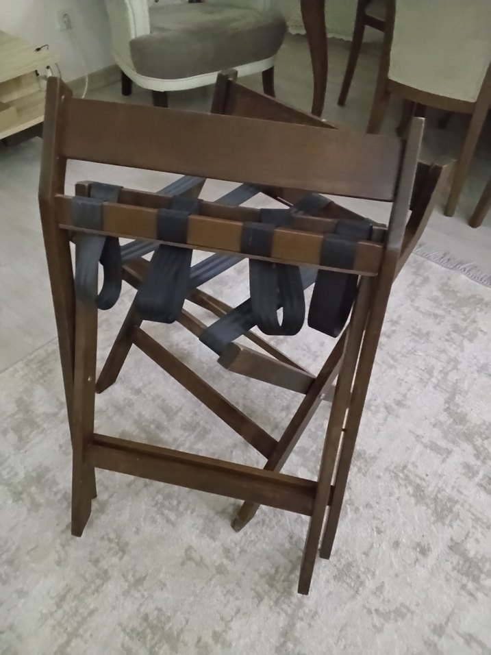 Koyu Kahverengi Katlanabilir Yüksek Sandalye - Görsel 3