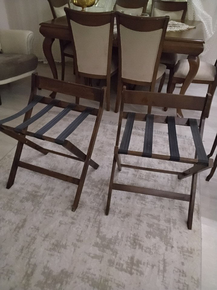 Koyu Kahverengi Katlanabilir Yüksek Sandalye - Görsel 4