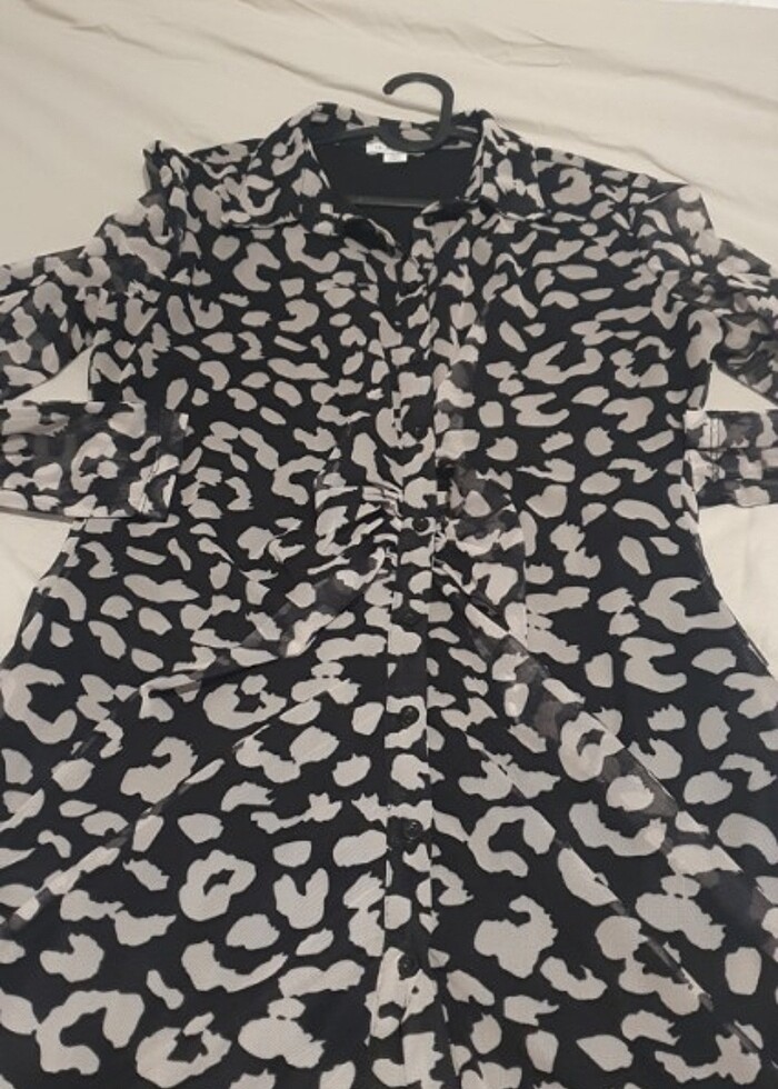 Tül  gömlek elbise astarli - Görsel 2