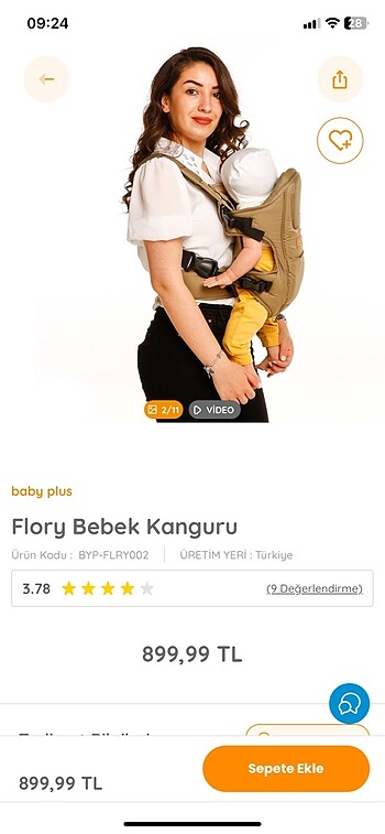 Beden haki Renk Baby plus KANGURU