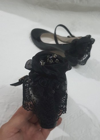 Siyah Stiletto Topuklu Gotik Çocuk Ayakkabı - Görsel 2