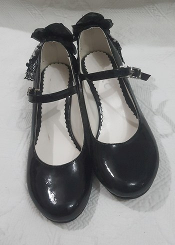 Siyah Stiletto Topuklu Gotik Çocuk Ayakkabı - Görsel 4