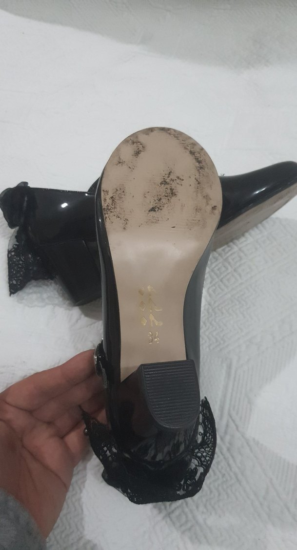 Siyah Stiletto Topuklu Gotik Çocuk Ayakkabı - Görsel 3