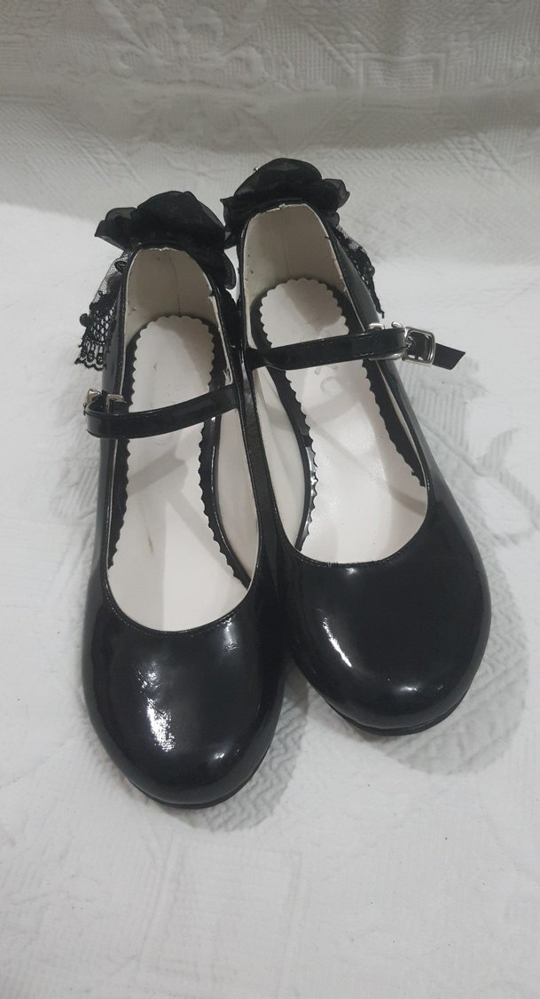 Siyah Stiletto Topuklu Gotik Çocuk Ayakkabı - Görsel 4