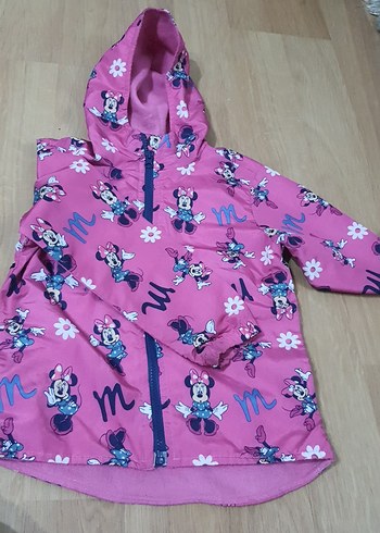 Kapüşonlu Kız Çocuk Pembe Baskılı Yağmurluk