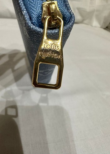 Beden Mavi Denim Louis Vuitton Kadın Fermuarlı Cüzdan