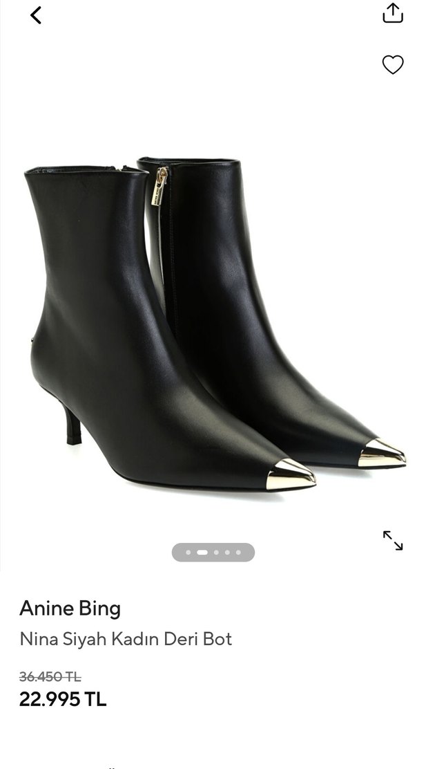 Anine Bing Siyah Deri Stiletto Bot - Görsel 3