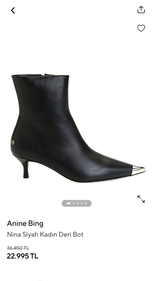 Anine Bing Siyah Deri Stiletto Bot - Görsel 5