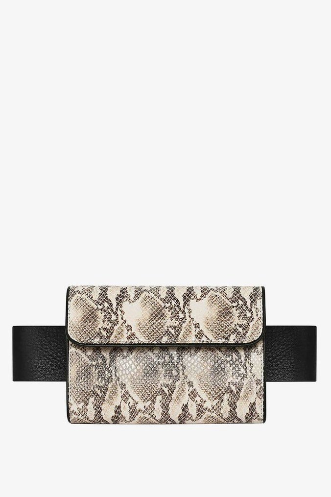 Anine Bing Deri Yılan Desenli Kemerli Çapraz Çanta - Görsel 4