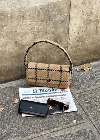 Anine Bing Kahverengi Kareli Tokalı Kadın Çanta - Görsel 7