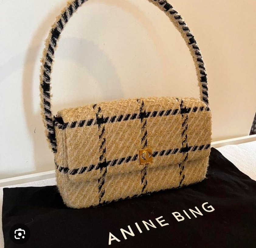 Anine Bing Kahverengi Kareli Tokalı Kadın Çanta - Görsel 5