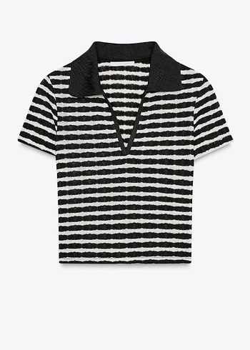 s Beden çeşitli Renk Zara Zebra Desenli V Yaka top